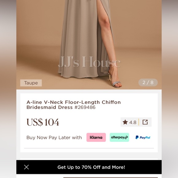 Taupe Bridesmaid Dress JJ’s House - Picture 3 of 3